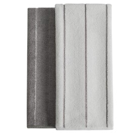 Microfiber Kitchen Towels - Super Absorbent, Soft and Solid Color Dish Towels, 8 Pack (Stripe Designed Grey and White Colors), 26 x 18 Inch (Grey)