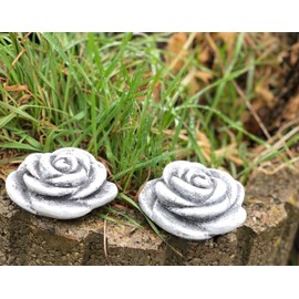 stoneandstyle Set of 2 Small Stone Flowers Frost-Proof Weatherproof Cast Stone