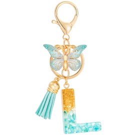 MWOOT Letter Keychain Initial Letter Key Chain, Alphabet Resin Key Chain Pendant Handbag Purse Charm, Green-l
