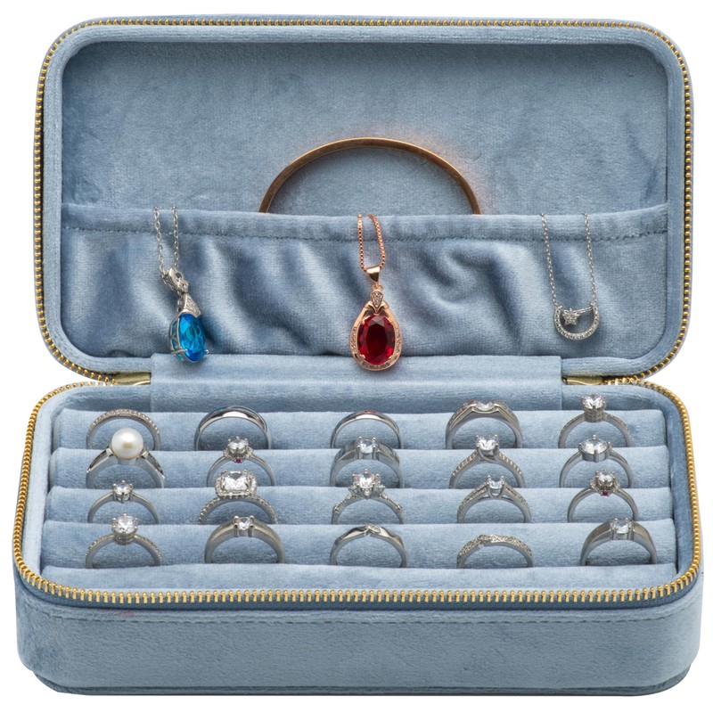 COWFEX Velvet Multiple Ring Box Jewelry Organizer Display Tray with