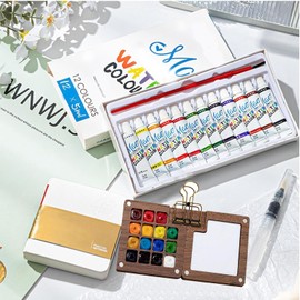 Mini Watercolour Set, Mini Palette, Watercolour Travel Set, Portable Mini Watercolour Palettes, Mini Watercolour Paint Set, Watercolour Painting Box for Painters, Students, Colouring Book, Pigment and