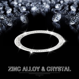 1797 Steering Wheel Logo Emblem Cover Accessories Bling for Explorer F-150 Fusion Escape Focus Edge Expedition Car Badge Ring Decal Crystal Silver