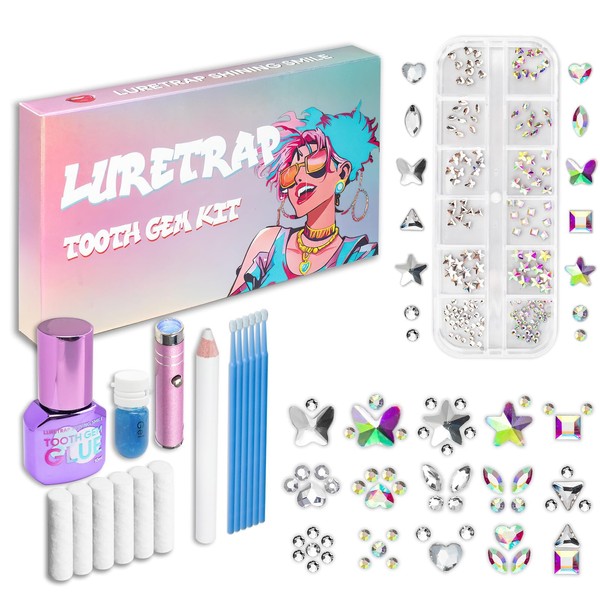 Luretrap Y2K Trendy 30 Pieces Crystal Tooth Gem Kit -