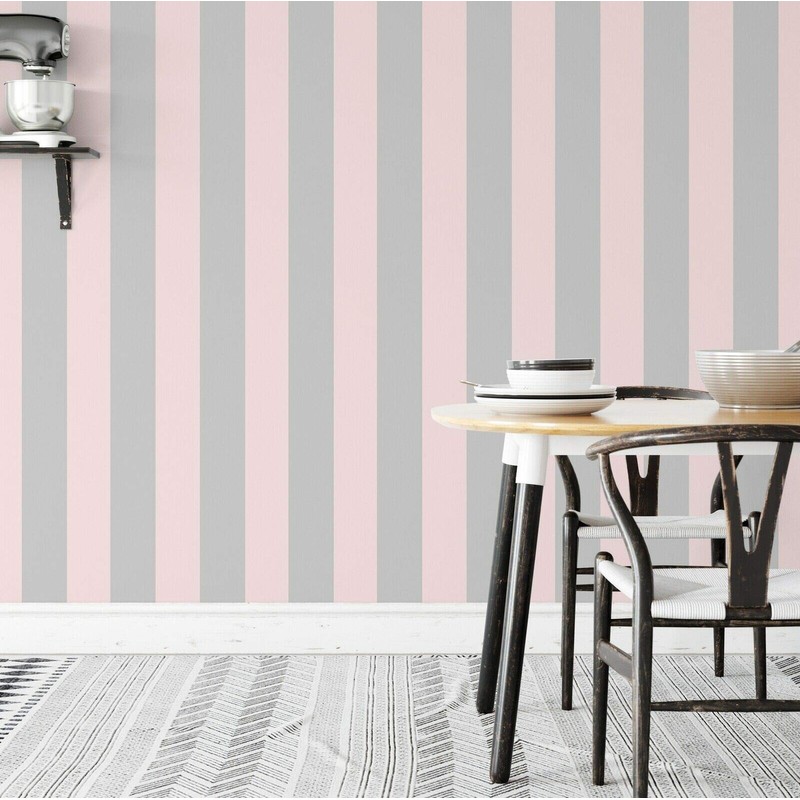 Stripes Wallpaper (Pink, Silver)