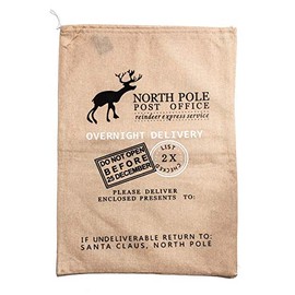 Snow White Luxury Hessian Christmas Sack of Printed Jute - Home Décor - 70x50 cm