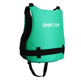 Owntop Swim Jacket Youth 50-90 lbs, Ultra Thin Swim Vest Kids, Comfortable Crotch Strap Buckles Zipperr, Kayak, Boating, Swimming Training, Watersports (Green, L)