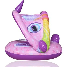 Baby Swimming Pool Floats with Removable Sun Protection Canopy, Cute Inflatable Raft with Seat and Handle, No Flip Over Kids Infants Boat Swim Ring for Toddlers 4-48 Months - Style: Purple Dinosaur