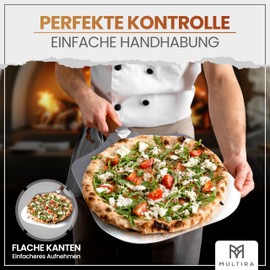 Multira Pizza Peel - Pizza Server - Perforated Aluminium Scoop - Rotatable Removable Scoop - Ergonomic Robust Wooden Handle - Load Capacity 5 kg - 530 g Weight - Dimensions: 60.5 x 30.5 x 4 cm