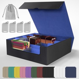 3200+ Capacity Trading Card Storage Box, Holds 3.7in Cards MTG Commander Deck Box with 24 Color-Coded Dividers & 4 Reinforced Supporters, Thick Card Organizer Fit for Magic, TCG, YuGiOh, Sports Cards