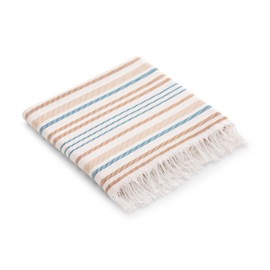 GAMUSI Fouta Pareo Beach Towel Light Stripes 90 x 180 cm, Mustard Colour