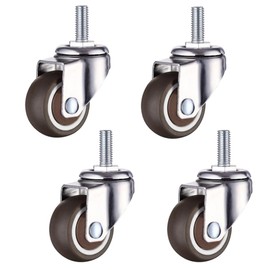 Lowats Furniture Castors with Thread, Pack of 4 Furniture Castors, M6 Thread Swivel Castors for Furniture, Rubber Transport Castors, Heavy Duty Castors for Furniture, Heavy Duty Castors, Furniture