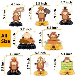 Happy Groundhog Day Honeycomb Centerpieces Cute Cartoon Animals Theme Decor for February 2nd Holidays Festival Groundhog Day Weather Forecast Spring 1st Birthday Party Favors Supplies Decorations