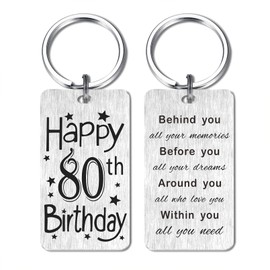 HYHYDHP Happy 80th Birthday Gifts Women Men Him Her 80 Year Old Bday Key Chain