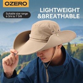 OZERO Sun Hat for Men Women | UV Protection Wide Brim Bucket Hat, Lightweight & Foldable Boonie Hat for Summer Travel, Hiking, Beach and Fishing (Grey)