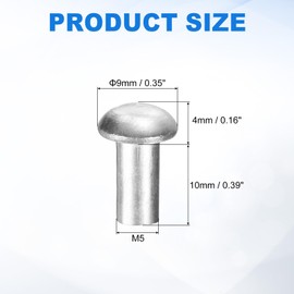 uxcell 30 Pcs Brazier Head Solid Aluminum Rivets, M5 Dia x 10mm Length Round Head Aluminum Boat Rivets for Repairing Boats, Machinery, Aircraft, Automobile Industry