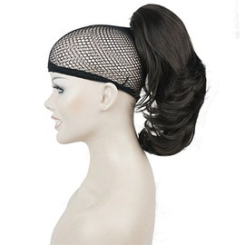 Lydell 12" Dual Use Straight Curly Styled Clip In Claw Ponytail Hair Extension Synthetic Hairpiece 125g with a jaw/claw clip (Dark Brown)