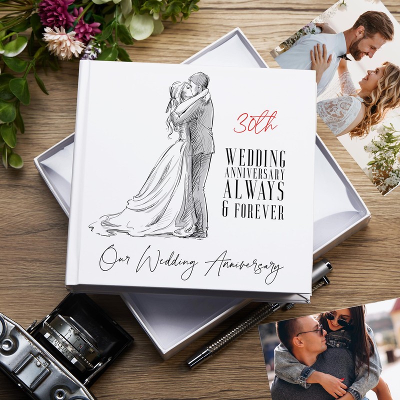 30th Wedding Anniversary Photo Album, White, Holds 50 Photos 6"