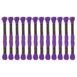 sourcing map 12 Skeins Embroidery Floss 8m Each Egyptian Long Fiber Cotton Cross Stitch Thread 26S/2x6 for Embroidery Projects Bracelet, Purple