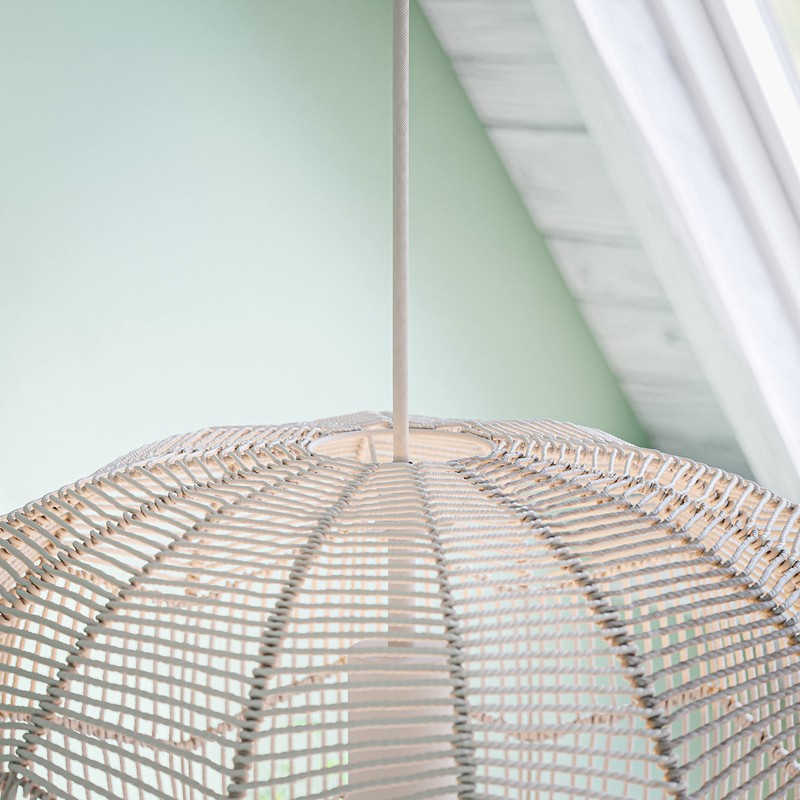 Kenroy Home 94149WH Snaggle 1 Light Rattan Pendants, Large, White