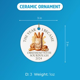 TODOLIA (String Included) 2024 The Year I Became Obsessed with Sourdough Christmas Ornament, Sourdough Bread Baking Ceramic Ornament, Xmas Tree Decor, Baker for Family, Friends, Coworkers