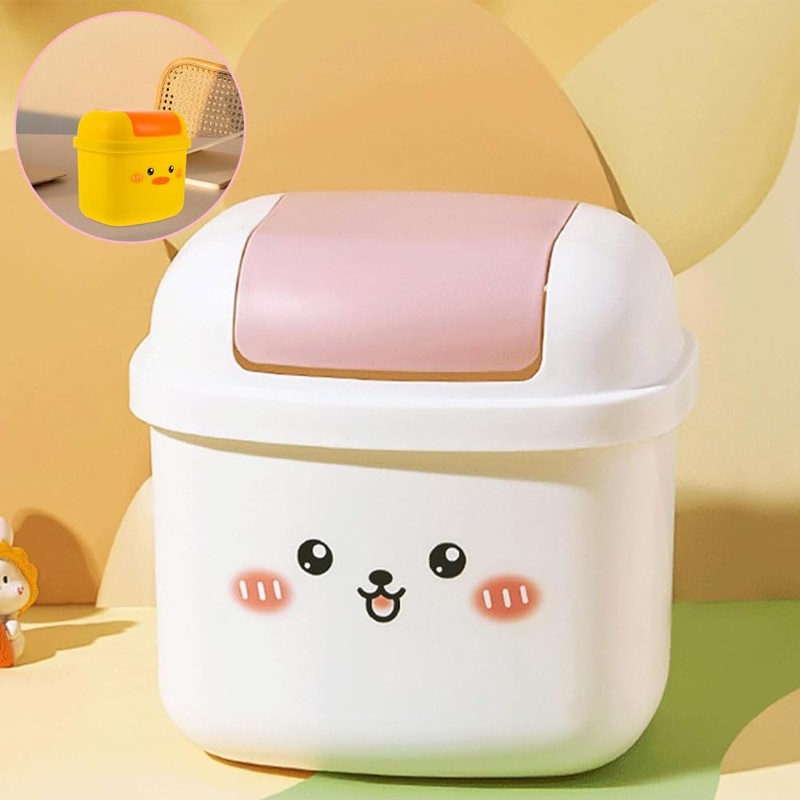 Mini Trash Can,Desktop Waste Bin,Mini Desk Trash Can,Flip Countertop Garbage