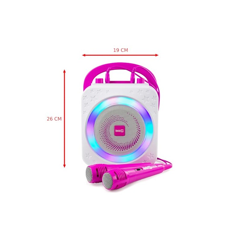 RockJam 10-Watt Rechargeable Bluetooth Karaoke Machine with Two Mics, Ring