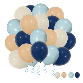 Blue White Caramel Confetti Balloons, 40pcs 12 Inch Party Balloons,Natural Latex Balloons for Men Women Girls Birthday, Wedding, Bridal Shower, Graduation, Casino Theme Party Decorations