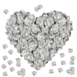AWCCXMYM 300PCS Fake Rose Petals for Romantic Night Romantic Festive Atmosphere Creation for Marriage Proposa Wedding Valentine's Day Decoration Party Activities (Silver)