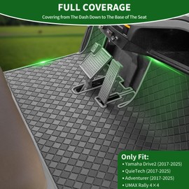 Cartalia Golf Cart Floor Liner Mat 8mm Thick Rubber Full Coverage Fit for 2017-2025 Yamaha Drive2, QuieTech, Adventurer, UMAX Rally 4x4 Non-Slip Mats Replacement - Grey Trim