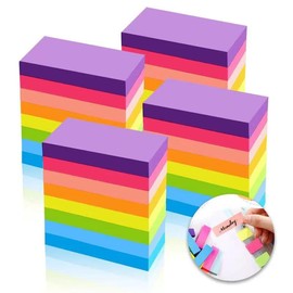 Sticky Notes, 1600 Sheets 8 Colors Self Sticky Notes Pad, Colour Sticky Notes, Bright Post Stickies for Office Home School Meeting Super Sticky Notes(76mm x 26mm)