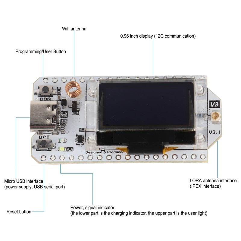 Development Board Kit SX1276+ESP32 Chip Non‑Module Wifi LoRa 868‑915MH with