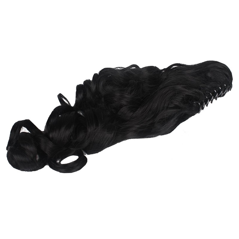 ColorGround Long Curly Cosplay Wig with 2 Ponytails(Black)