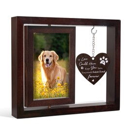 HKBS Dog Memorial Gift Pet Memorial Picture Frame Wooden Rotating for 4x6 Photo Sympathy Gift for Loss of Dog or Cat