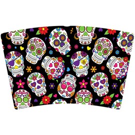 Mugzie 16 Ounce Stainless Steel Travel Mug with Wetsuit Cover - Day of the Dead Skulls