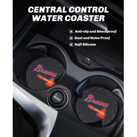 2PCS Car Cup Holder Coaster,Auto Cup Holder Insert Coaster for Atlanta Braves Baseball Fans, Non-Slip Car Drink Holder Coaster, Car Interior Accessories, Atlanta Braves