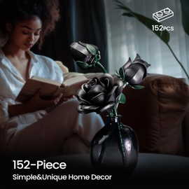 Millionspring Black Rose Bouquet Building Set of 3 Black Artificial Roses Gifts for Her Girlfriend on Birthday, Anniversary, Valentine's Day, Mother's Day, Christmas,Gothic Home Decor