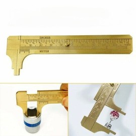 100mm (3.94in) Easy Sliding Gauge Brass Vernier Caliper Ruler Measuring Tool Double Scales mm/inch Mini Brass Pocket Ruler