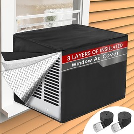Air Conditioner Covers for Outside for Winter Insulation, 27.5" W x 22.5" D x 18.5" H, Waterproof & Windfroof Window AC Covers for Outside with 3 Layers Insulation - Black