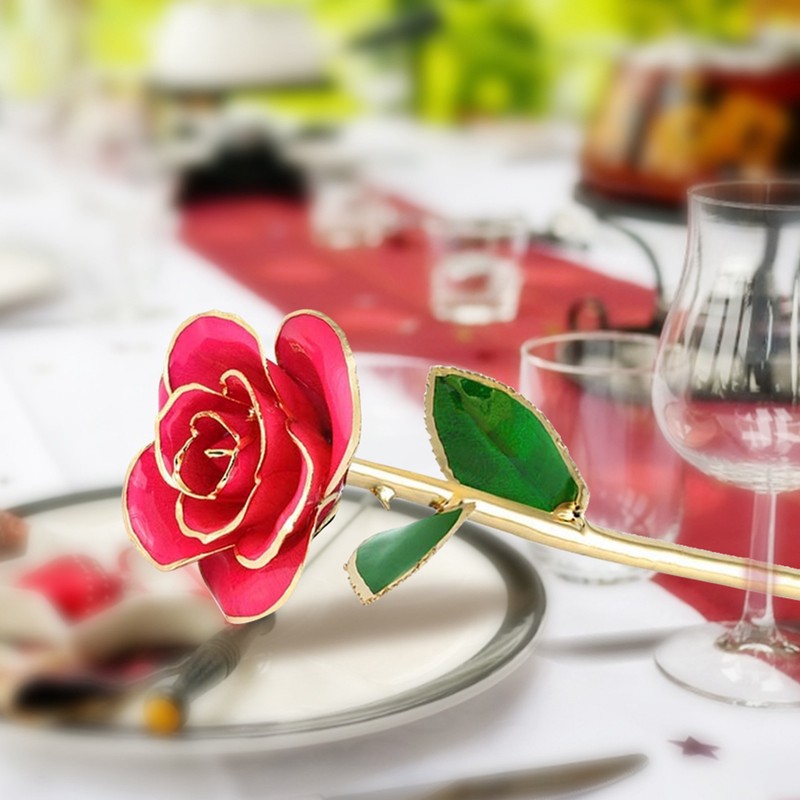 Long Stem Dipped 24k Gold Rose in Gift Box with