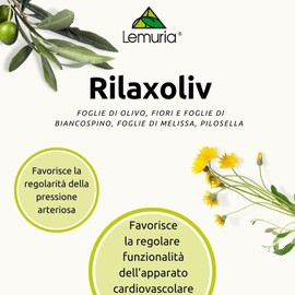 Lemuria - RILAXOLIV - Integratore Alimentare a Base di Foglie di Olivo e Fiori di Biancospino - Favorisce la Funzionalità Cardiovascolare e la Pressione Arteriosa Regolare - 30 ml - Made in Italy