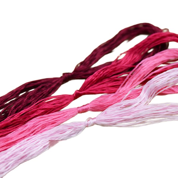 4PCS 20M Embroidery Thread Mulberry Silk Cross Stitch Threads Red