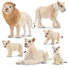 TOYMANY 6PCS Lion Figure, White Lion Figure Set, Wild Animal Figure, Animal Models, Parent and Child, Home, Realistic Animal Models, Popular Animals, Toys, Toys, Birthday Present, Christmas, New Year,
