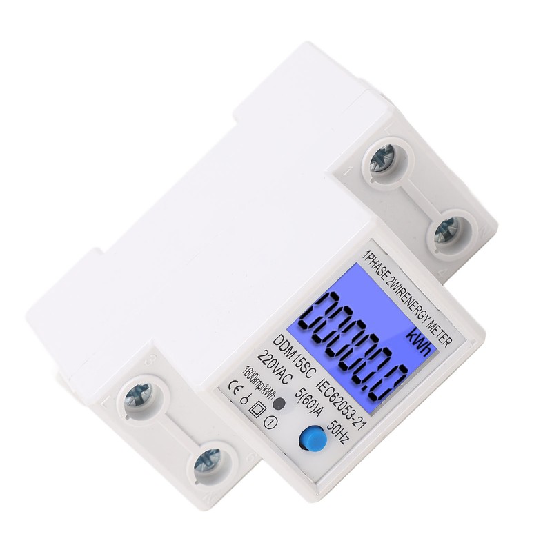LCD Digital Energy Meter Single Phase 2P Electricity Usage Monitor
