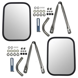 Brock Replacement Set Universal Camper Tow Mirrors 7.5 x 10.5 Stainless Steel w/Short Bracket Compatible with 78-86 Suburban Pickup Truck 12341380
