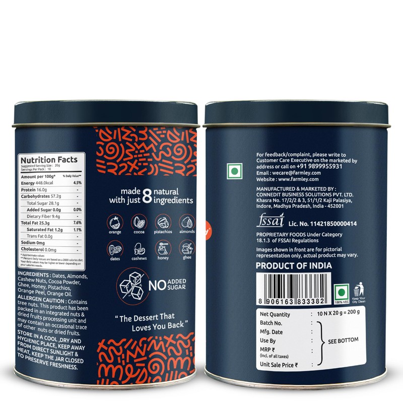 Farmley Protein Dates Bar Dark Choco Orange | Energy Bars