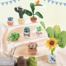 NFAMRZCAR Needle Felting Starter Kit,Needle Felting Kit Cute Plant Needle Felting Kit Wool Felting Kit Including Instructions and Felting Pad Felting Needles Wool Roving for Beginners