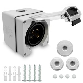 Aweking ETL Listed NEMA L14-30P 30 Amp,125/250 Volt,Plug Connector Outlet Box，Outdoor Weatherproof and dustproof Enclosed Lockable Panel, 3 Pole-4 Wire, Twist Locking