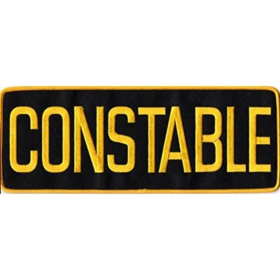 EMBROIDERED UNIFORM PATCHES & EMBLEMS Constable Back Patch - 11 x 4 - Med. Gold Lettering - Black Backing - Sew On