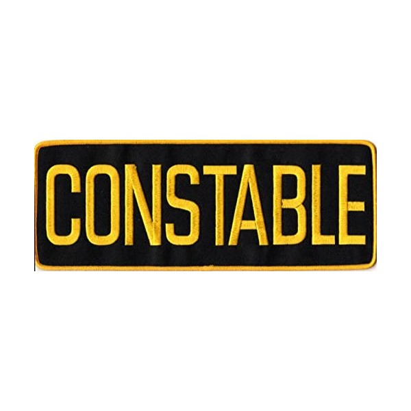 EMBROIDERED UNIFORM PATCHES & EMBLEMS Constable Back Patch - 11 x 4 - Med. Gold Lettering - Black Backing - Sew On