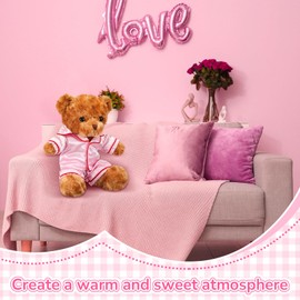 Skicuff 2 Pcs Bear Clothes Outfit Fit Most 12-16 Inch Stuffed Animal Clothing Cute Plush Doll Clothes Plushy Bear Pajamas for Stuffed Animal Make Your Own Plush Bears(Solid Style,Pink)